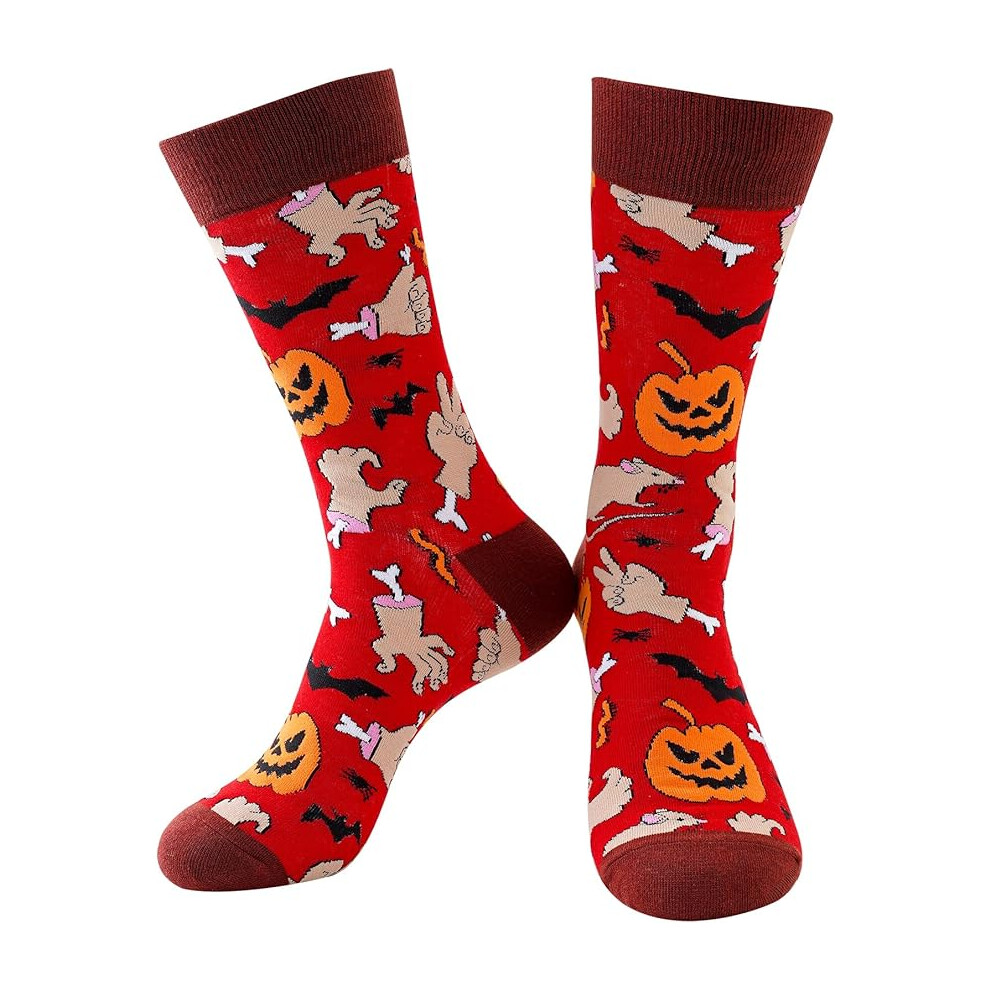 Novelty Socks Mens Funny Socks Cotton Fun Crazy Socks (Red)