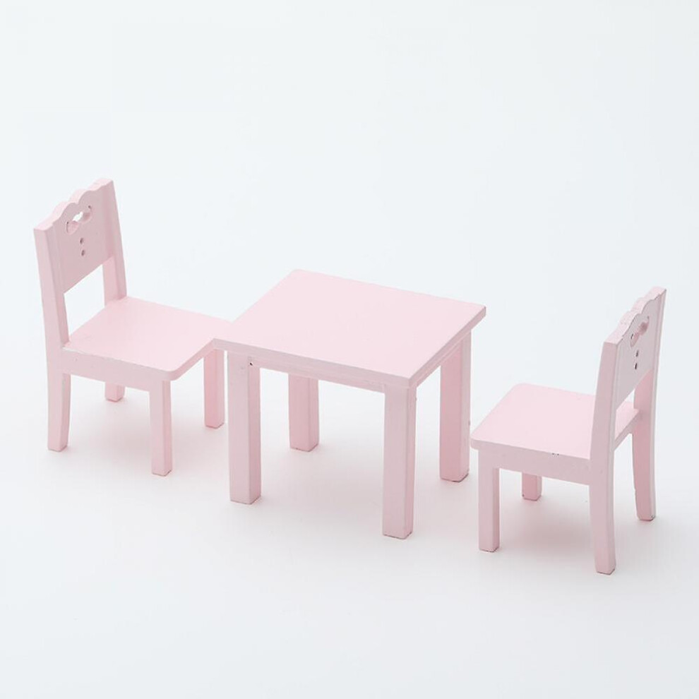 (Pink) 3 Pcs Kids Table Chair Simulation Furniture Mini Chair Toy Children Desk Chair Set Furniture Model Chair Model Toy A
