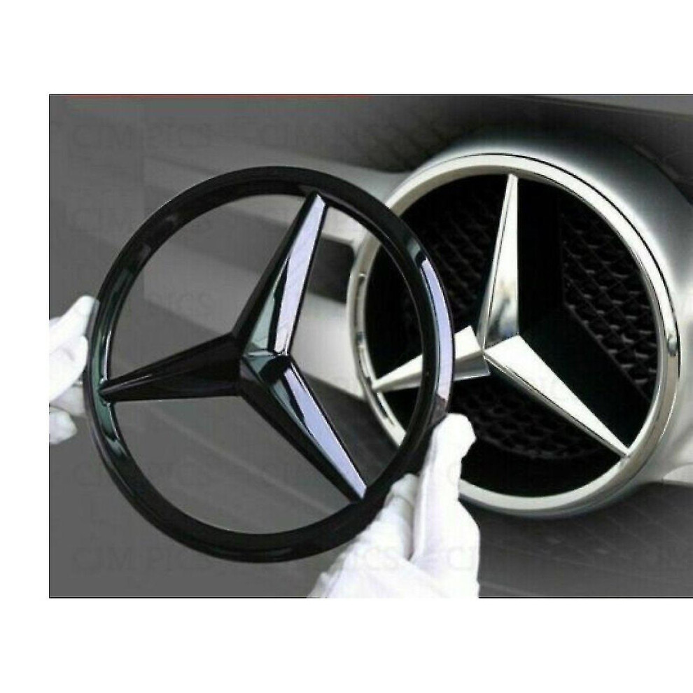 Gloss Mercedes Benz 3 Point Star Emblem Badge For E Class W212 2013-16 187Mm Black 8994439584373