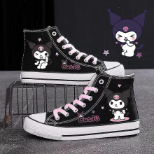 (43) Sanrio Kuromi Canvas Shoes High-top Casual Sneakers Campus Gifts For Boys Girls Students New Couple Platform Zapatos De Mujer 2