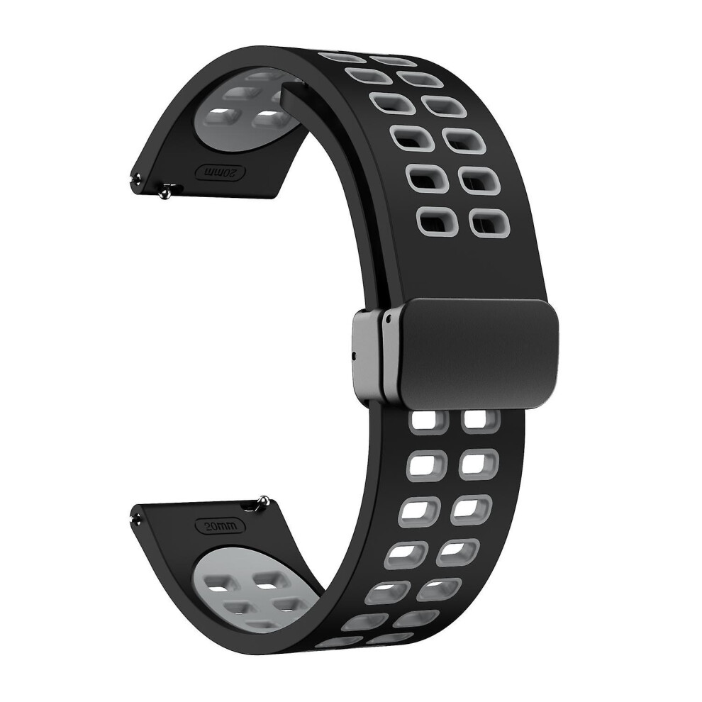 (Black/Grey) Magnetic Watch Band For Huami Amazfit Gtr Mini/Bip 3/Bip 3 Pro,20Mm Strap With Folding Buckle Black 8994439486783