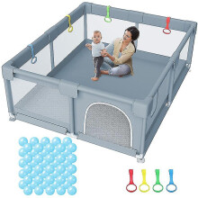 (Grey, 150*180cm) Large Baby Playpen For Babies Toddlers Baby Playards With Gate, Kids Activity Center Kb