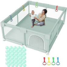 (Green, 130*130cm) Large Baby Playpen For Babies Toddlers Baby Playards With Gate, Kids Activity Center Kb