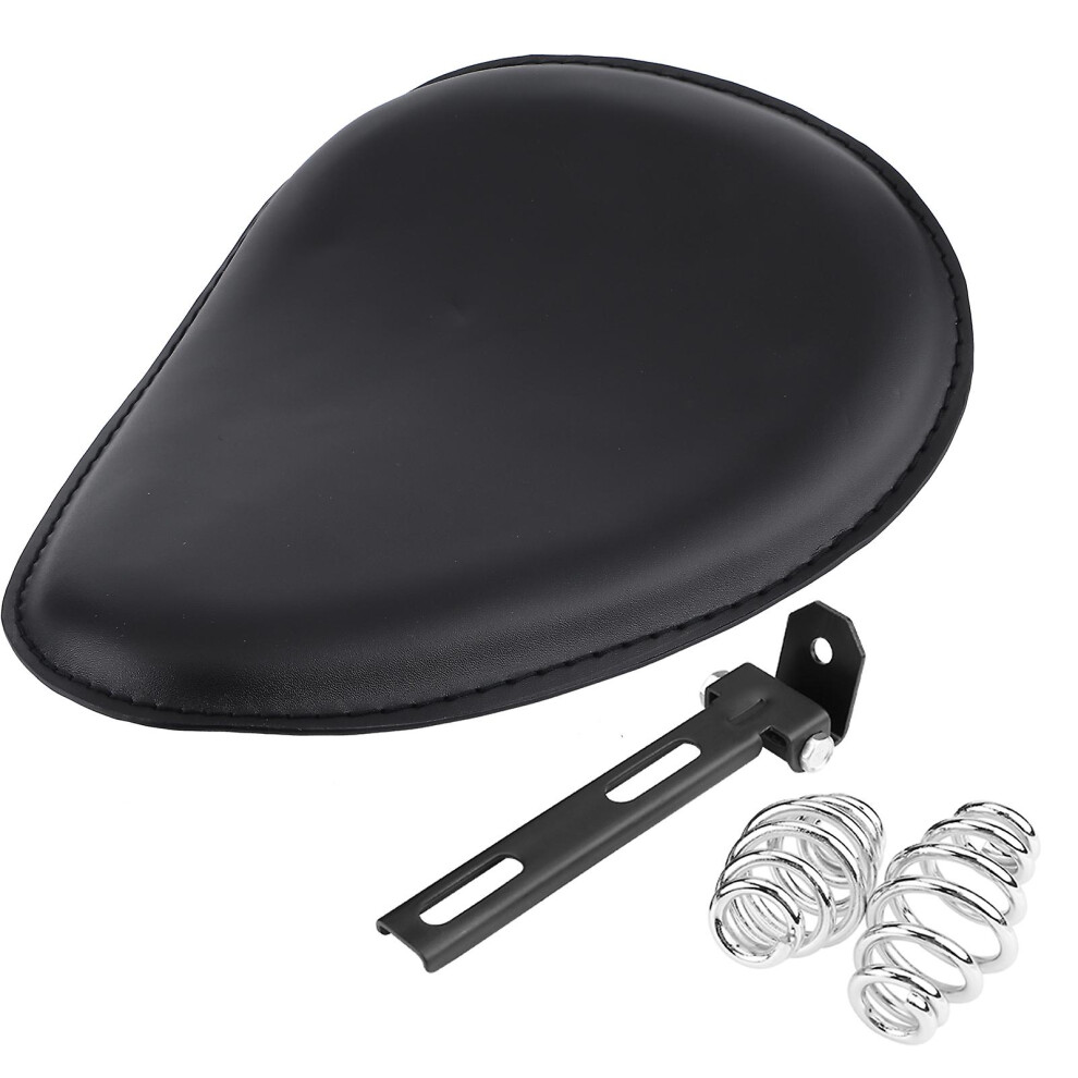 3" Motorcycle Leather Solo Seat W/ Mount Spring Bracket For Chopper Bobber Custom Black 8994439491497