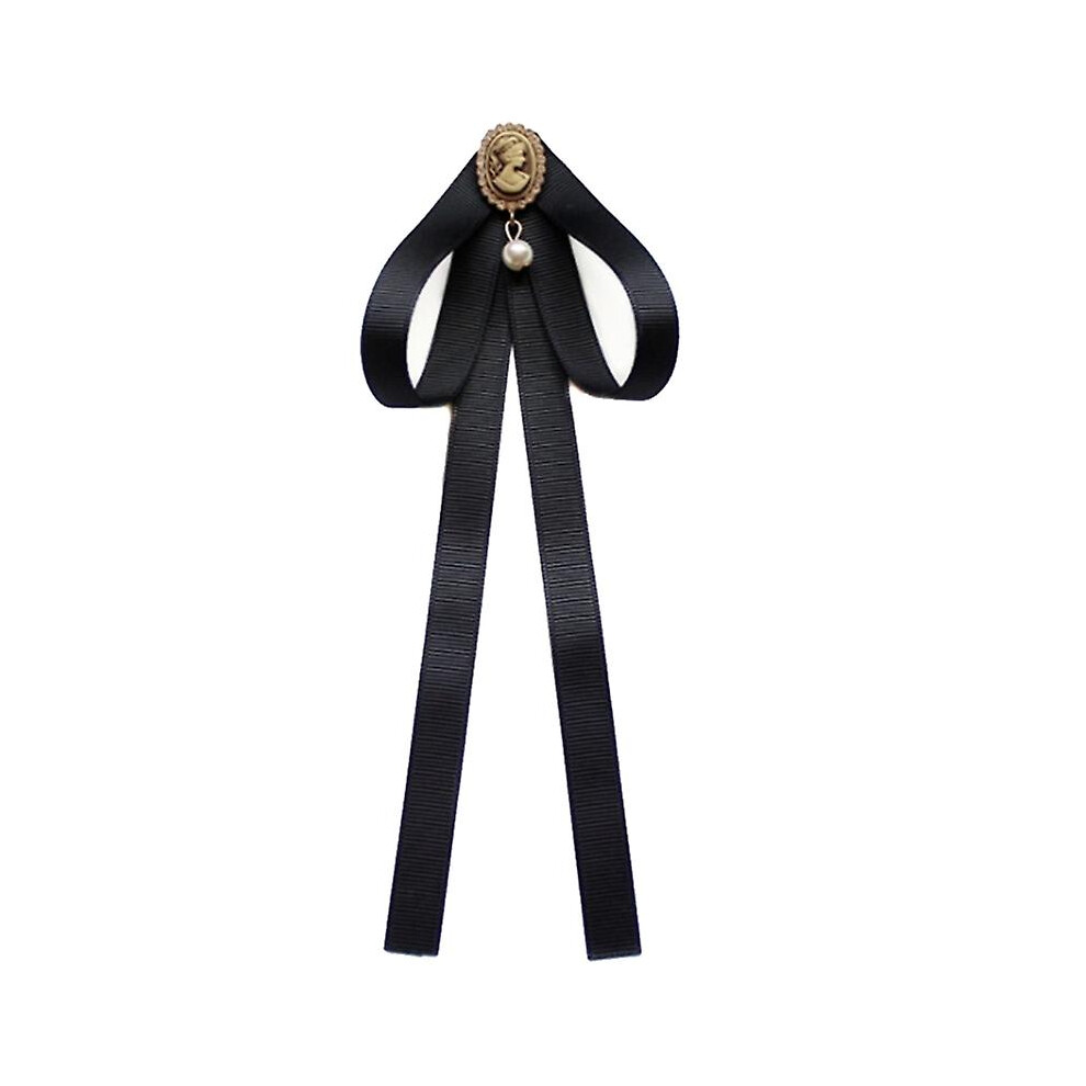 (4) Pearl Ribbon Brooches Pin Bow Tie Vintage Pre-tied Collar Jewelry Bowknot Shirt Necktie Clip For Women Girls