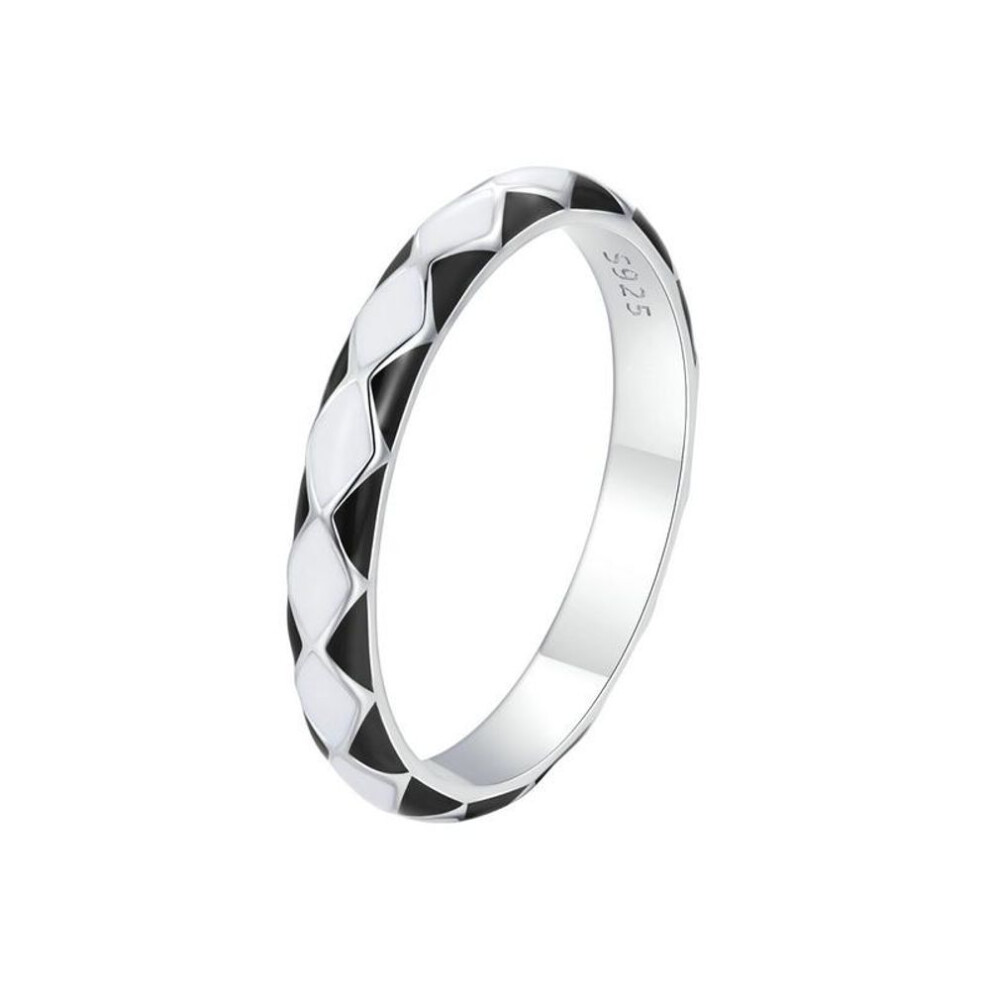 (6) Wostu 925 Sterling Silver Simple Diamond Pattern Ring For Women Band Original Design Jewelry