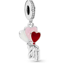 Birthday Balloon red, white and pink heart bead dangle charm with birthday tag for women bracelet S925 Sterling Silver Gifts For Women