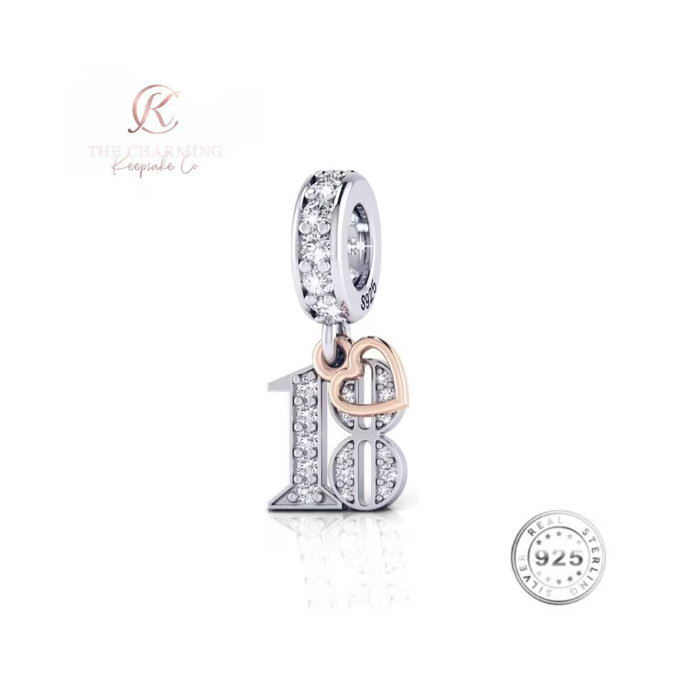 (18th) Birthday Digit With Golden tag dangle 13th,15th, 16th, 18th, 30th, 40th, 60th charm for women bracelet S925 Sterling Silver Ideal Gifts Birthday