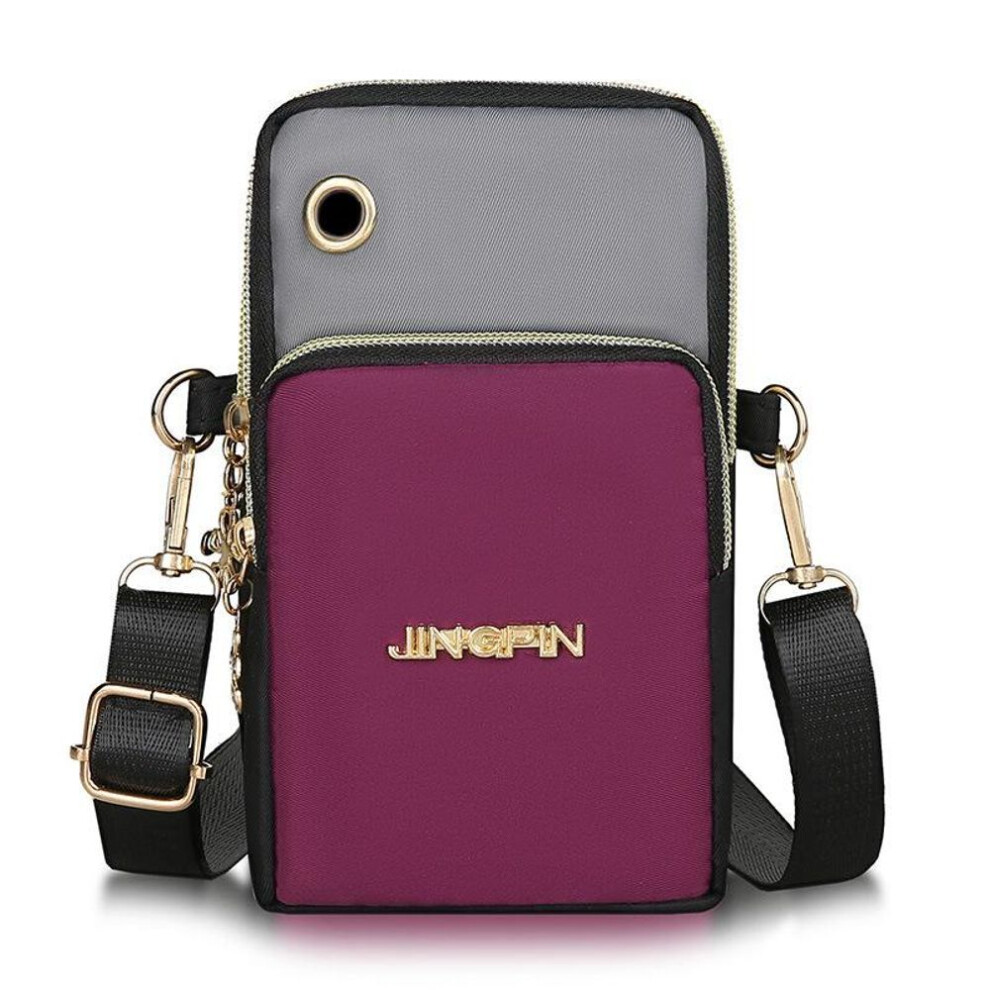 (gray,purple, 17*5*12cm) Yogodlns Outdoor Sports Mobile Phone Bag Running Wrist Bag Small Coin Pouch Purse (shoulder / Hanging Neck)