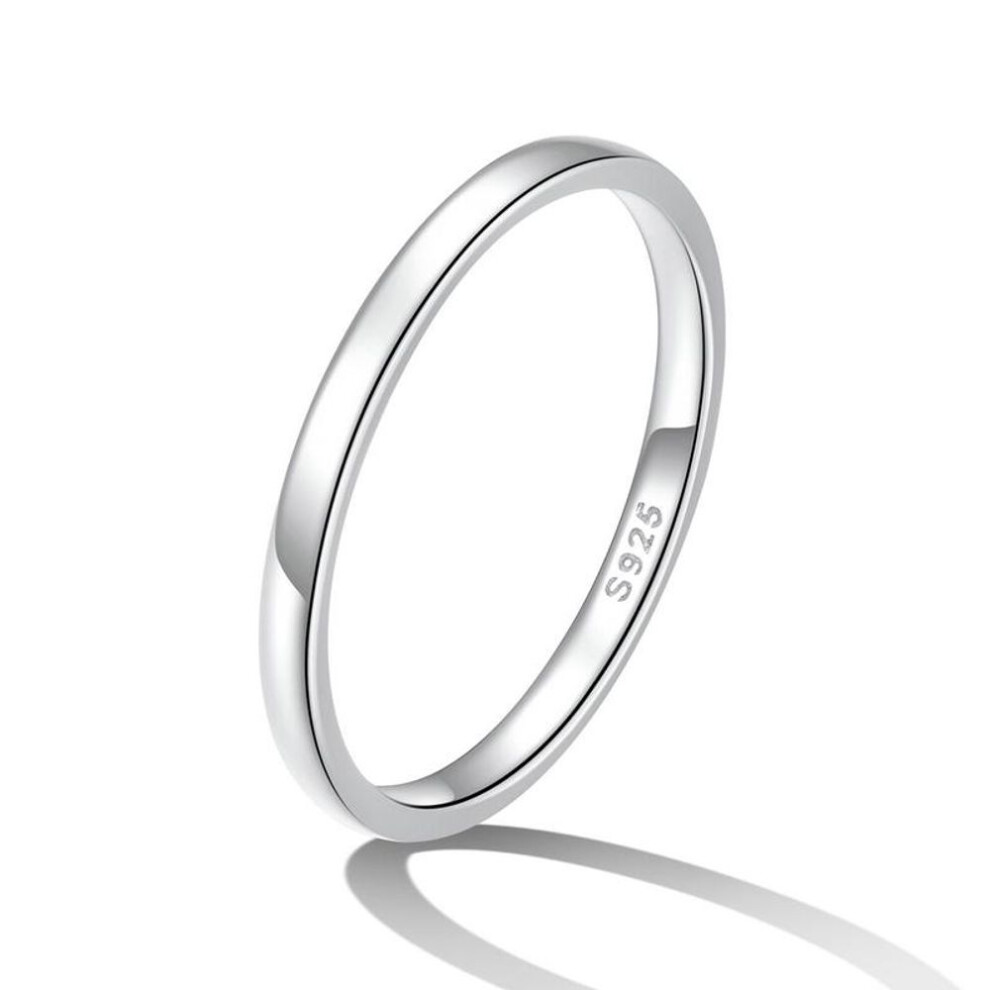 (B-7) BAMOER New 925 Sterling Silver Minimalism Simple Ring for Women Fine Jewelry Fashion Stackble Eternity Band Wedding Gift Anillos
