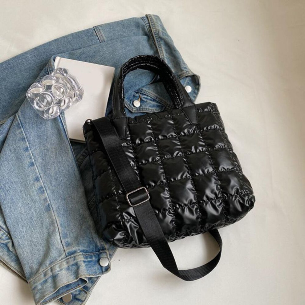 (black, 31x10x24cm) Yogodlns Quilted Padded Tote Bag Nylon Solid Color Satchel Puffer Crossbody Bag Women Shoulder Bags Ladies Large Capacity Handbag