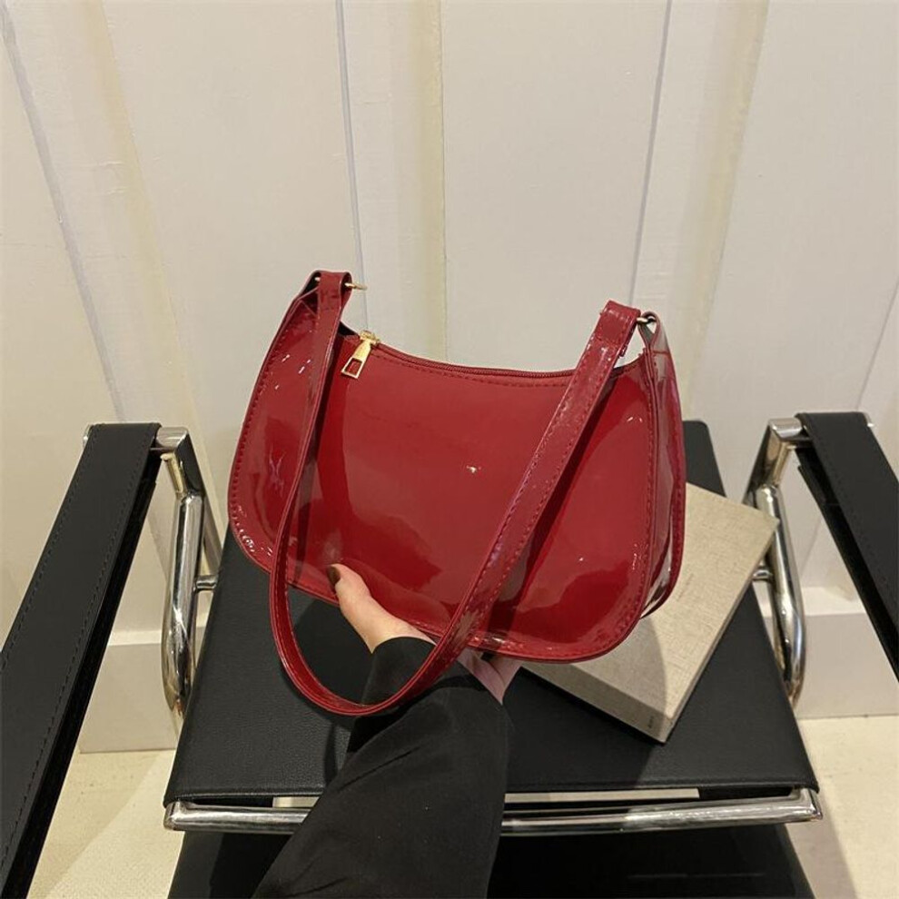 (red, 24.5x7.5x14cm) Yogodlns Fashion Women's Handbags Retro Solid Color PU Leather Shoulder Underarm Bag Casual Women Designer Hobos Bag