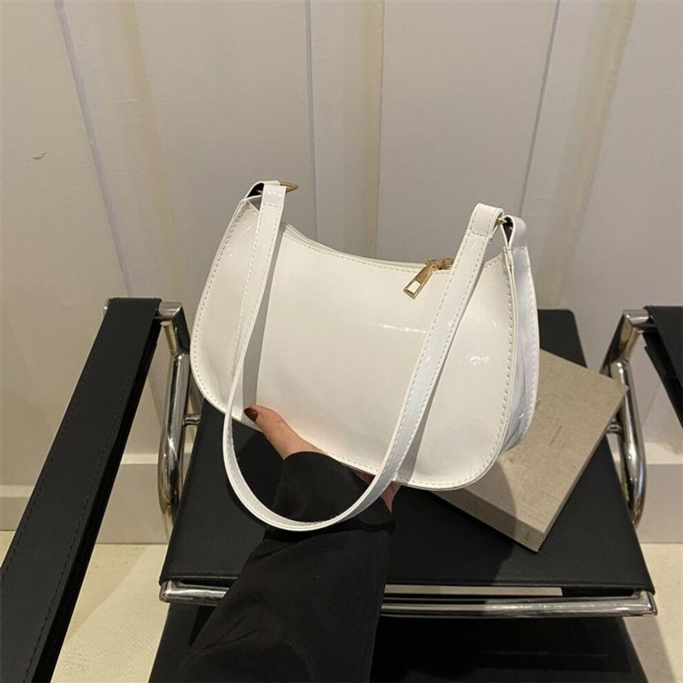 (white, 24.5x7.5x14cm) Yogodlns Fashion Women's Handbags Retro Solid Color PU Leather Shoulder Underarm Bag Casual Women Designer Hobos Bag