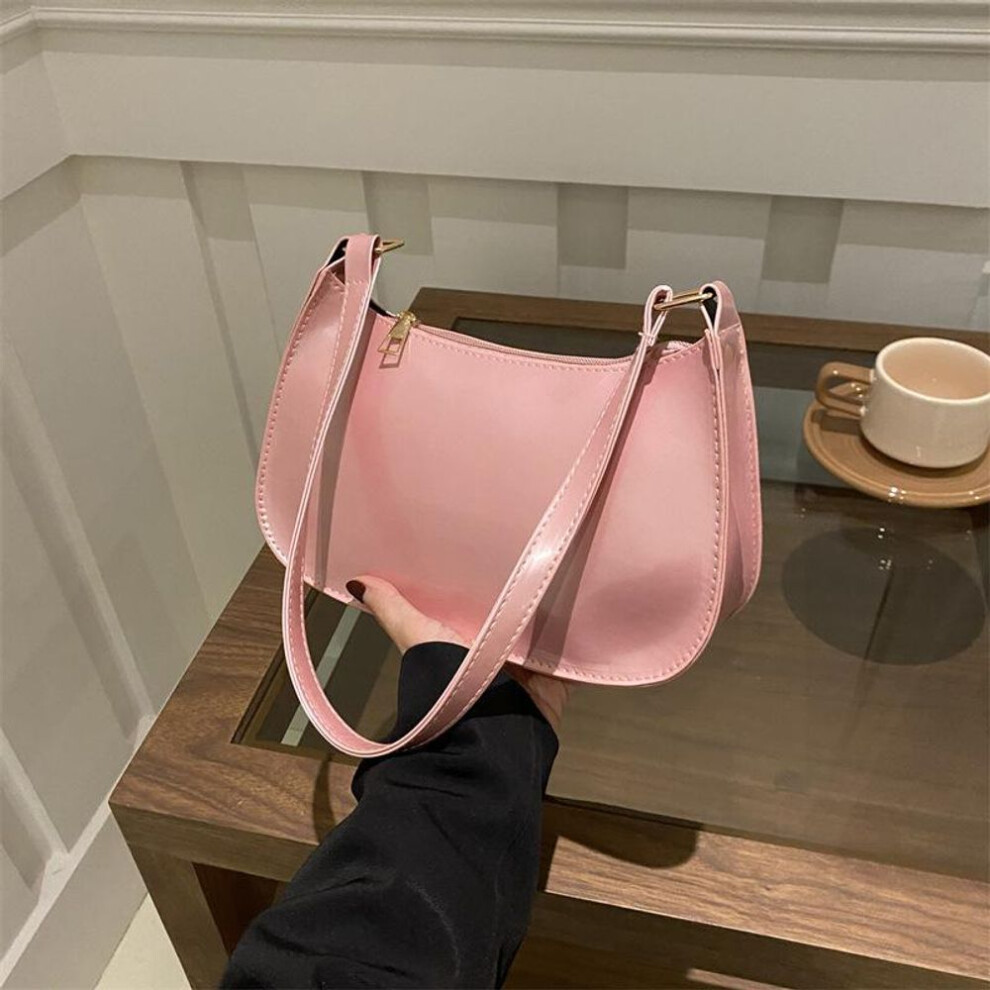 (pink, 24.5x7.5x14cm) Yogodlns Fashion Women's Handbags Retro Solid Color PU Leather Shoulder Underarm Bag Casual Women Designer Hobos Bag