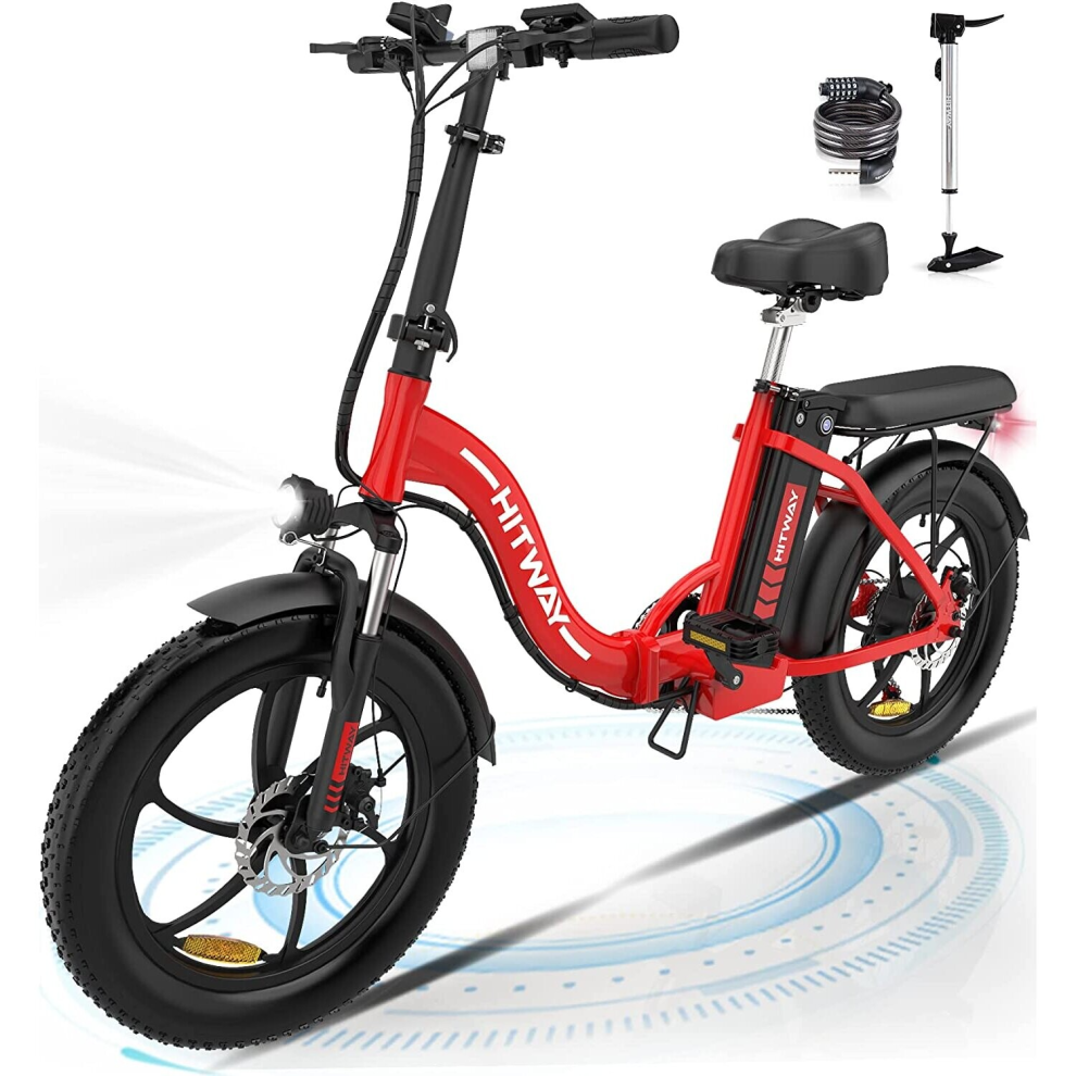 HITWAY BK6SL Electric Bike 20X3.0 E bike, 36V/13Ah Battery Electric Bicycles, 50-100KM, 250W Motor, 7-Speed, Aluminium Frame folding bike for Adult