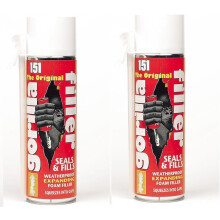 Scotvision® 2 x Gorilla Filler Expanding Foam Gap Airtight Crack Seals Weather Proof 750ml.