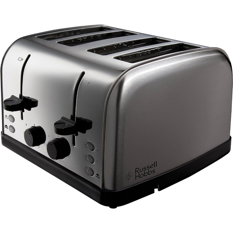 Russell Hobbs 4 Slice Toaster (High lift feature, 7 Browning levels, Frozen/Cancel/Reheat function, Red indicator lights, Removable crumb tray