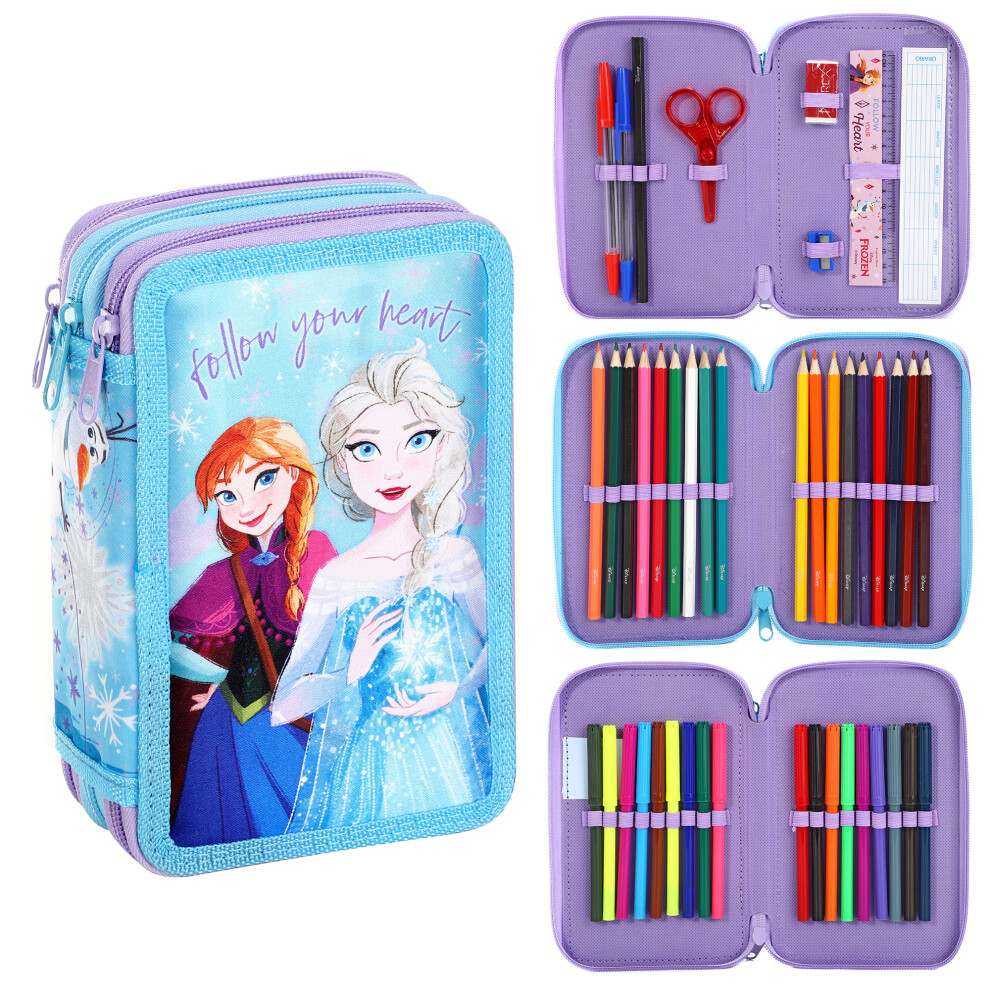 Frozen 3 Tier Filled Pencil Case Stationery School Supplies Kids