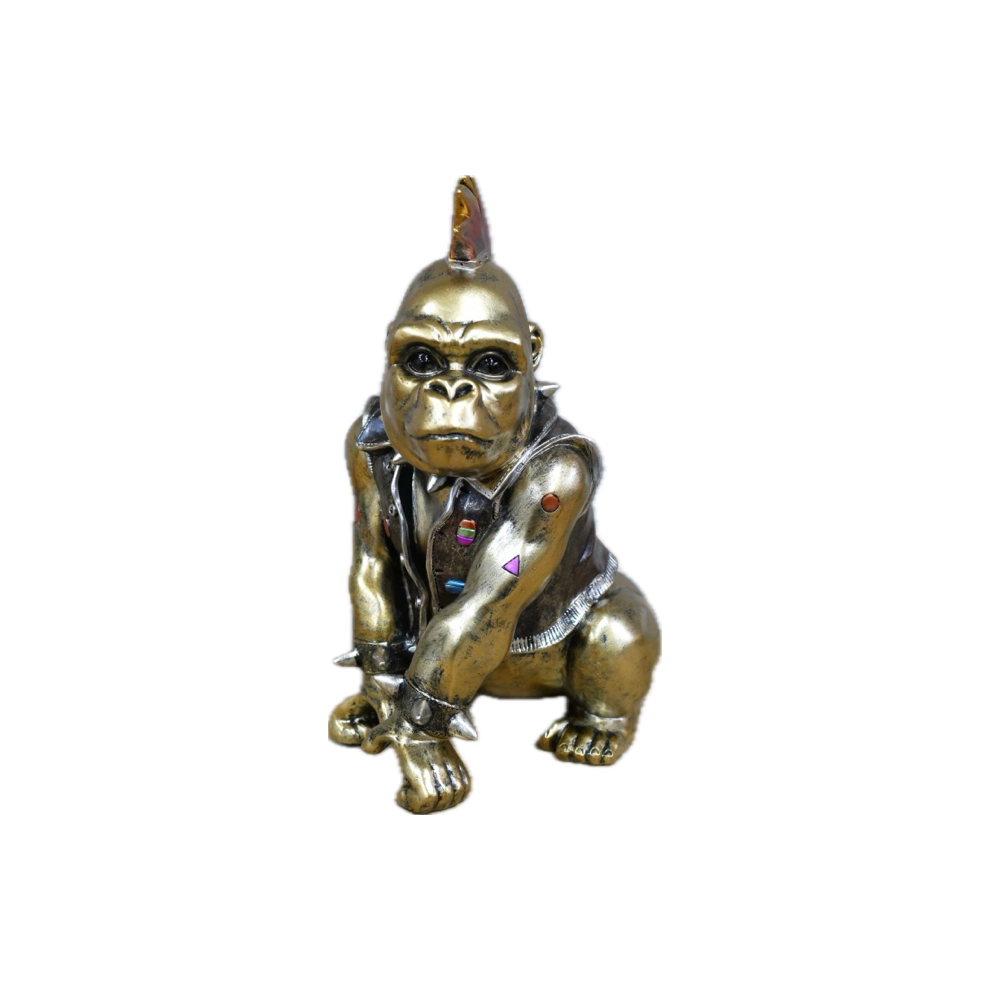 Punk Inspired Resin Gorilla Decorative Ornament | Gold-image-OPC-PFWQTM6-NEW