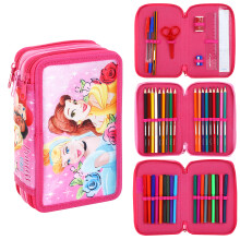 Disney Princess 3 Tier Filled Pencil Case Stationery School Supplies