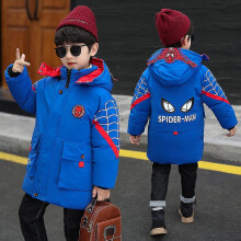(Blue, 120cm(4-5 years)) Spider-man Hooded Jacket Kids Winter Warm Coat