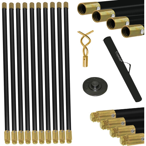 12 Pcs Drain RODS Set Professional Heavy Duty Unblock Plunger Double Worm Screw 9M Unblocked Drainage Pipes Cleaning Gutter Road Unblocker with Carry