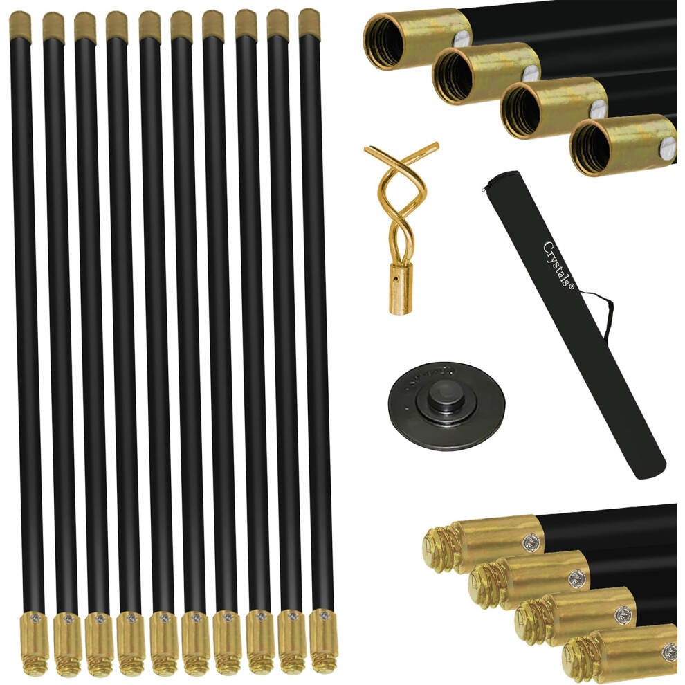 Crystals Store 12 Pcs Drain Rods Set Professional Heavy Duty Unblock Plunger Double Worm Screw 9M Unblocked Drainage Pipes Cleaning Gutter Road Unblocker With Carry