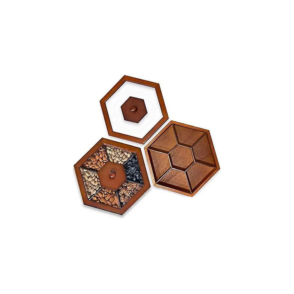 Wooden Dried Fruit Box, Multifunction Snack Storage Container Sectional Tray With Clear Window On The Lid, 7 Compartments Party Serving Platter For Ca-image-OPC-PFWQVZ7-NEW