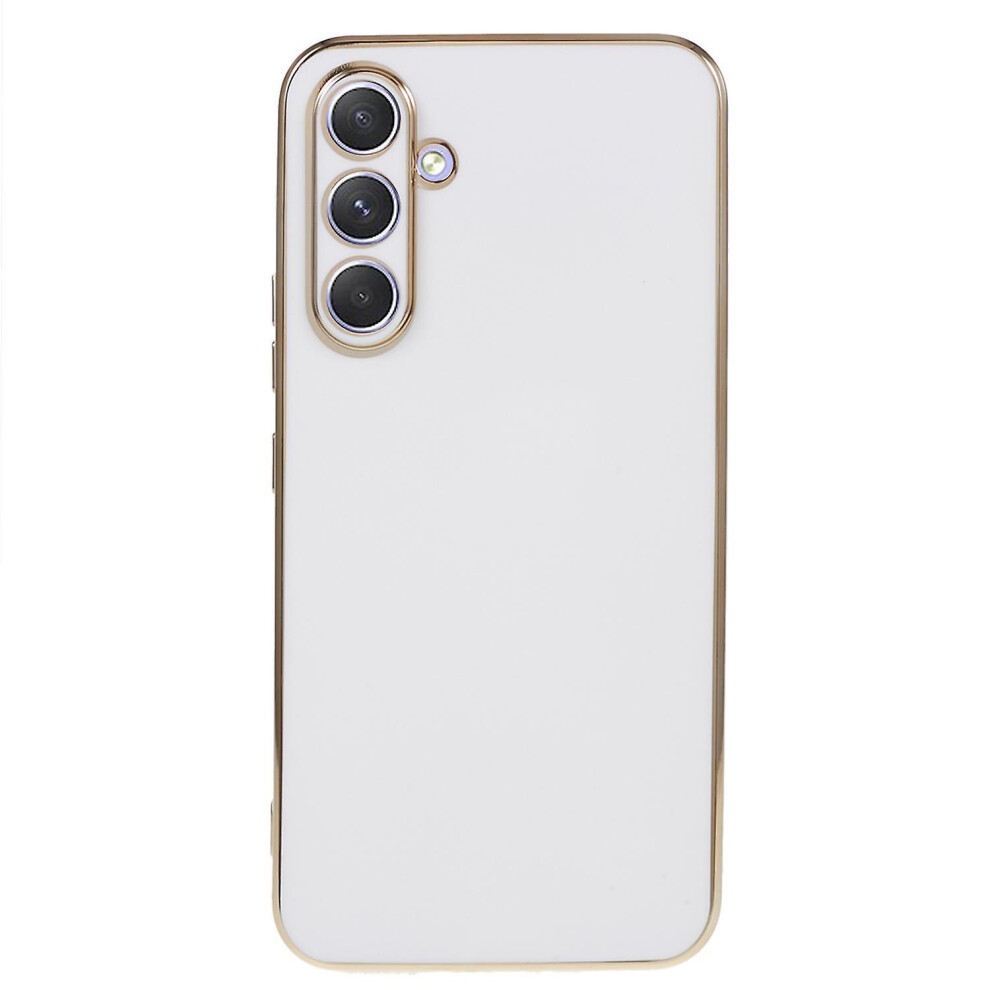 For Samsung Galaxy A54 5G Soft Tpu Phone Protective Case Glossy 6D Electroplating Back Cover- White 8994439571359