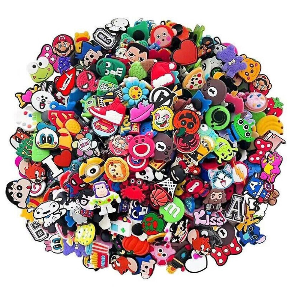 100pcs Shoes Charms Random Mixed Cartoon Anime DIY Shoe Decoration For Croc, Clog Sandals And Jibbitz