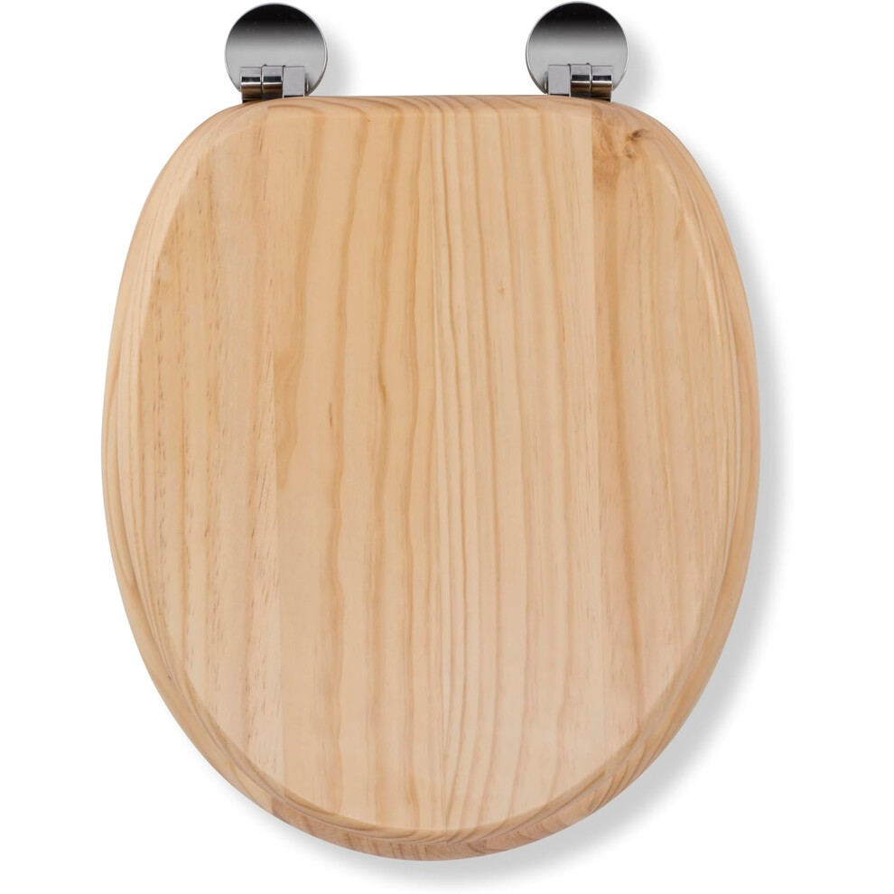 Croydex Davos Flexi-Fix Always Fits Toilet Seat - Wooden Toilet Seat With Adjustable Hinges 110-200Mm Wood Certified By Fsc & Rainforest Alliance 8000000007254