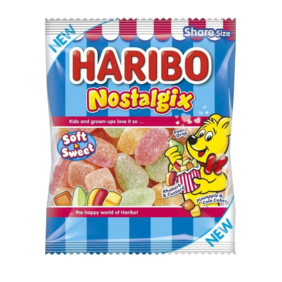 Haribo Nostalgix Sugar Coated Fruit & Cola Flavour Jelly Sweets 175G