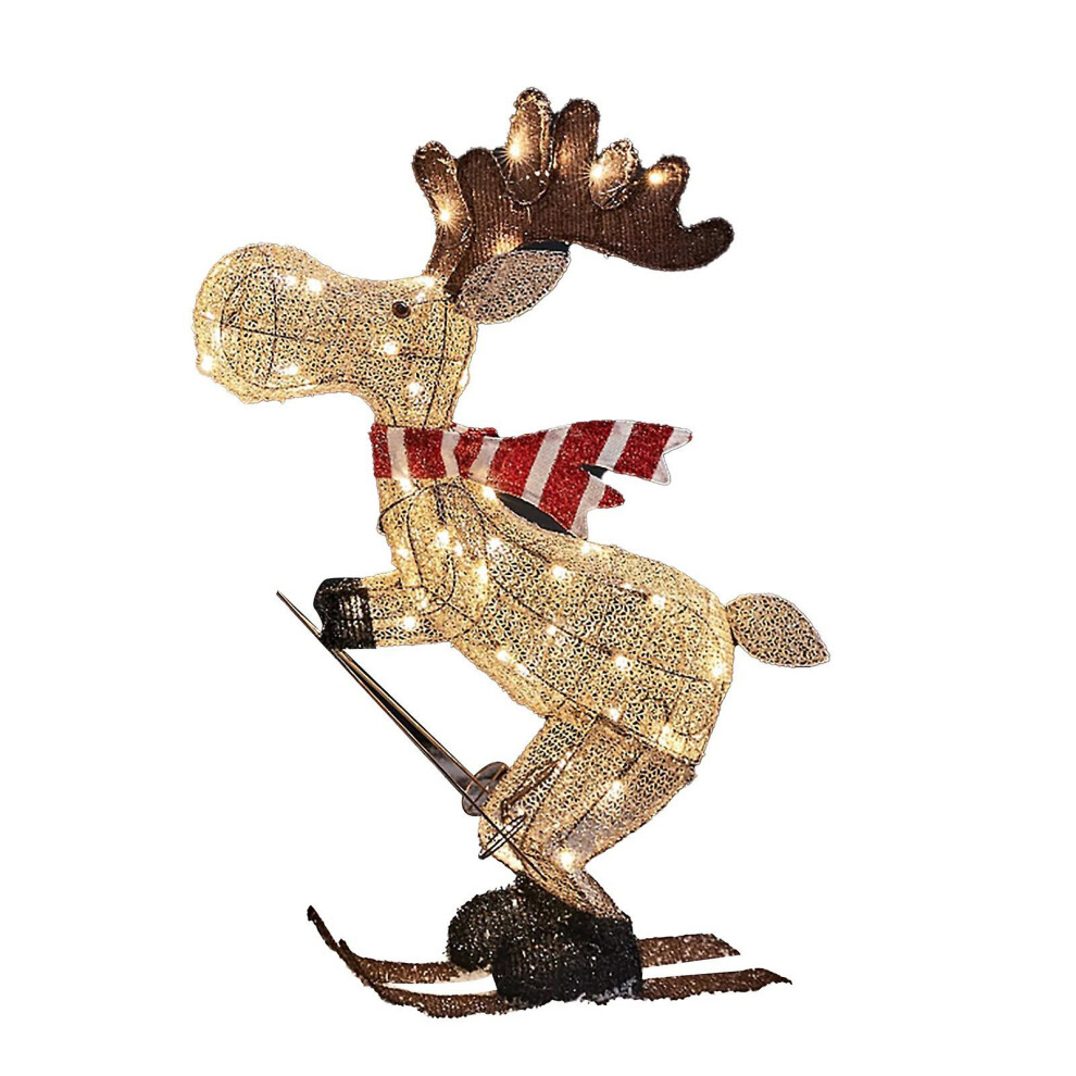 Outdoor Christmas Figure Led Skiing Moose Garden Decoration Plug In Timer