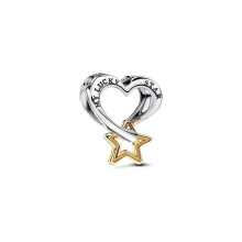 S925 Sterling Silver Lucky Star & Heart Charm for Bracelet/Silver charms/bracelet charms/Women's Bead Charms
