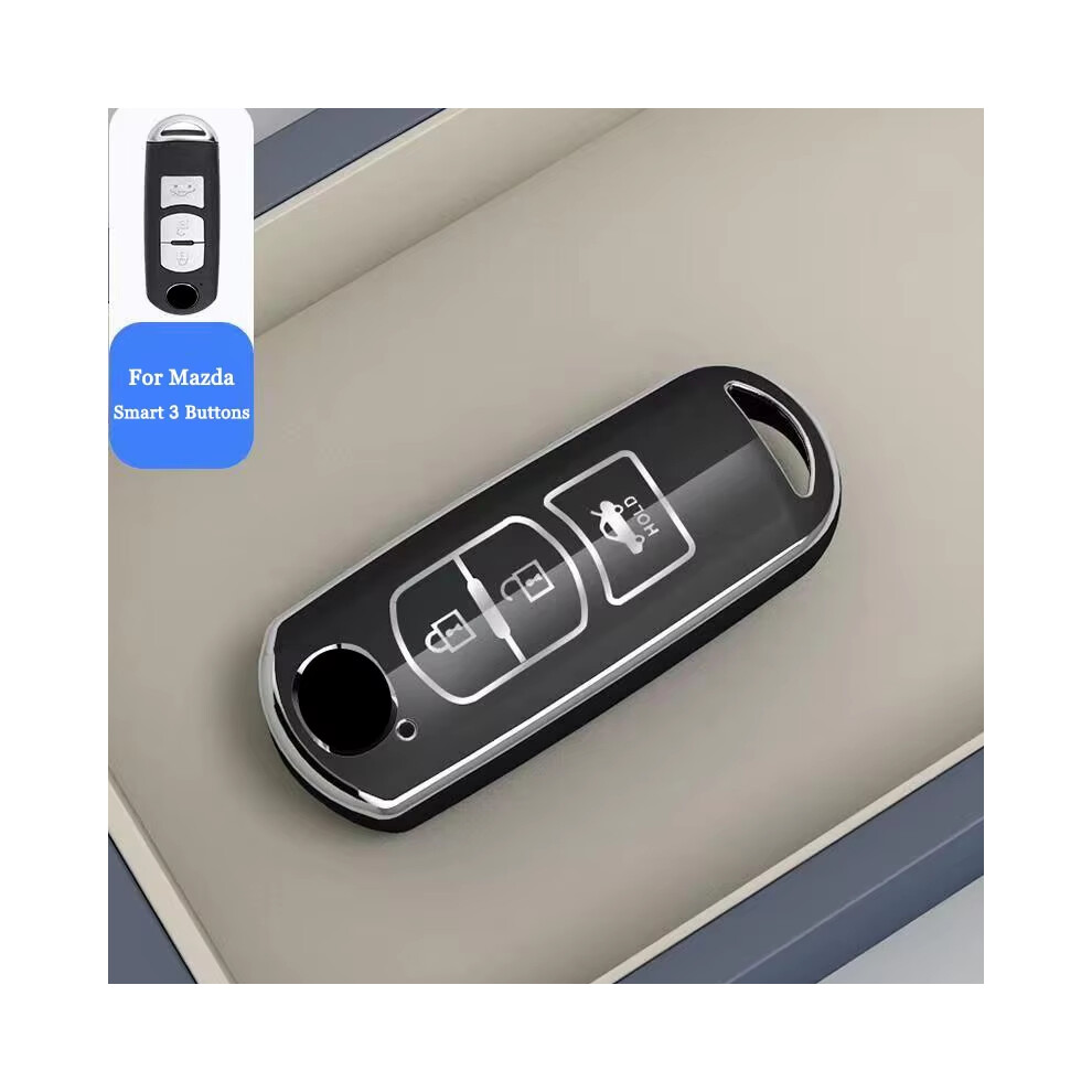 Photos - Remote control Fashion New Soft TPU Car Key Protective Cover For Mazda 2 3 6 Atenza Axela Demio CX-5 CX5 CX-3 CX7 CX-9 201(3 Button Black)