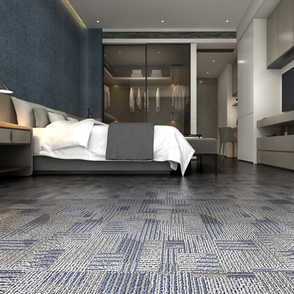 24Pcs Grey Carpet Pattern Square Self Adhesive Flooring Tile