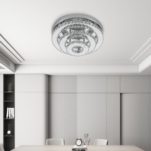 Living And Home 3-Tier Chic Crystal Ceiling Light with Chrome Finish 1
