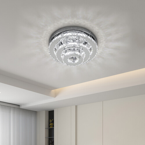 Living And Home 3-Tier Chic Crystal Ceiling Light with Chrome Finish