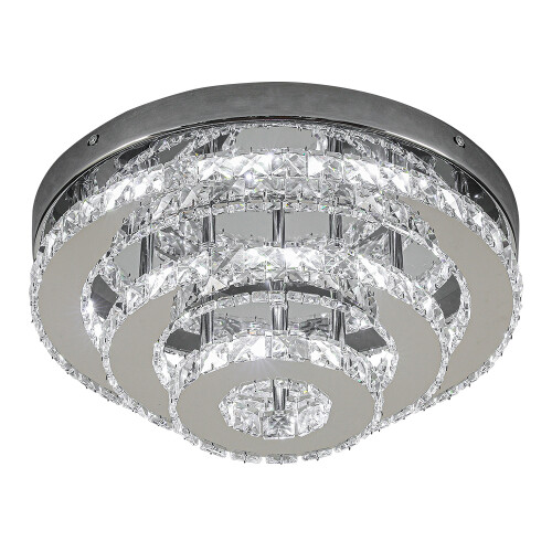 Living And Home 3-Tier Chic Crystal Ceiling Light with Chrome Finish 2