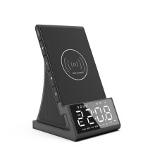 (British Standard) Alarm Clock Smart Wireless Charging Alarm Clock Bluetooth Speaker Multi-function Radio Desktop Creative USB Mini Clock Sound