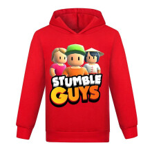 (Red, 13-14 Years) Stumble Guys Printed Pullover Hoodie Kids Boys Girls Long Sleeve Casual Loose Hooded Sweatshirt Jumper Tops