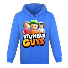 (Dark Blue, 9-10 Years) Stumble Guys Printed Pullover Hoodie Kids Boys Girls Long Sleeve Casual Loose Hooded Sweatshirt Jumper Tops