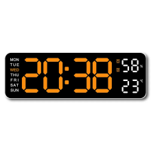 (White Orange) USB Powered Large Digital Wall Clock+ Free Gift