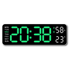 (White Green) USB Powered Large Digital Wall Clock+ Free Gift