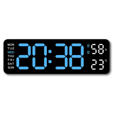 ( Black Blue) USB Powered Large Digital Wall Clock+ Free Gift