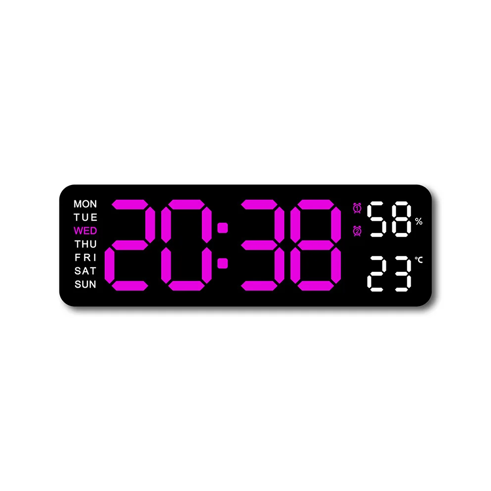 (Black Rose Red) USB Powered Large Digital Wall Clock+ Free Gift