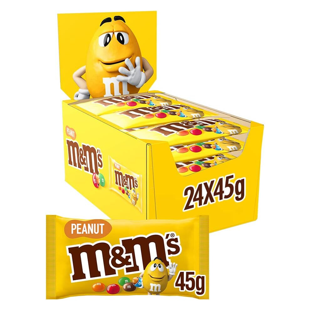 M&M's Store M&M's Peanut Bulk Box, Milk Chocolate Gifts & Movie Night Snacks, 24 Packs Of 45 G