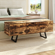 Retro Wooden Flip Top Storage Bench Bedroom Ottoman,117cm