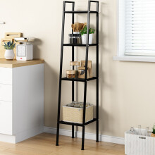 4 Layers Ladder Bookshelf Metal Mesh Corner Storage Rack,35cm W