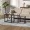 Living And Home Set of 3 Brown Square Nesting Side Tables Coffee Table Set 2